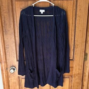 Market & Spruce Deep Blue Open-Knit Cardigan
